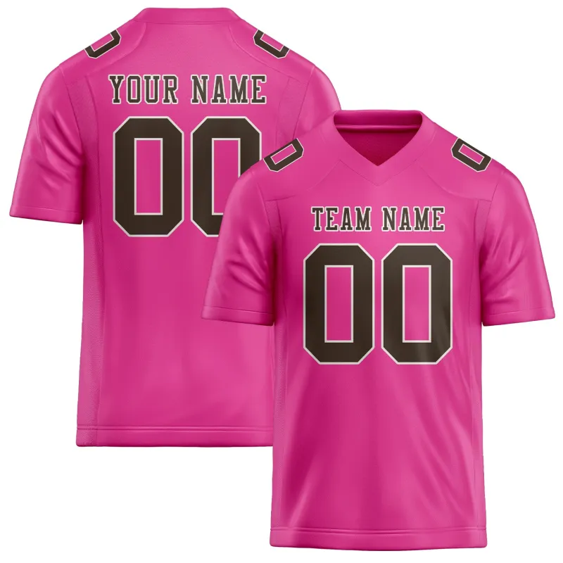 Custom Pink Brown Football Jersey made by Tailorly