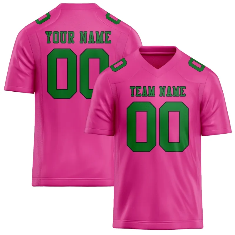 Custom Pink Emerald Green Football Jersey made by Tailorly