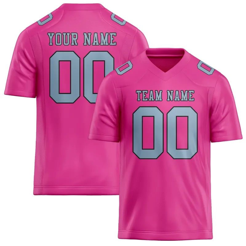Custom Pink Light Blue Football Jersey made by Tailorly
