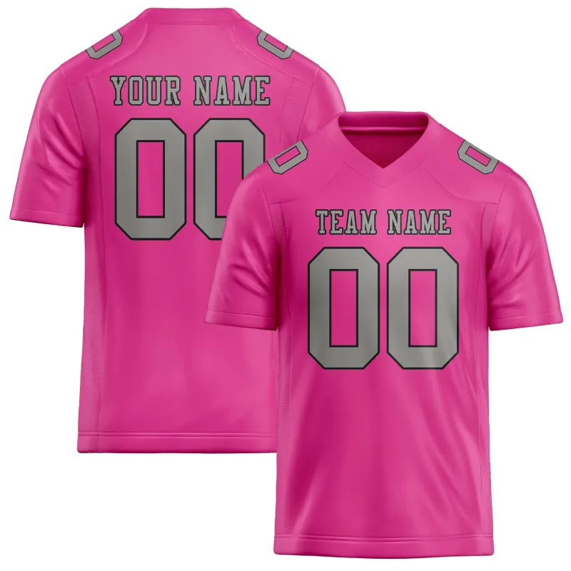 Custom Pink Gray Football Jersey made by Tailorly