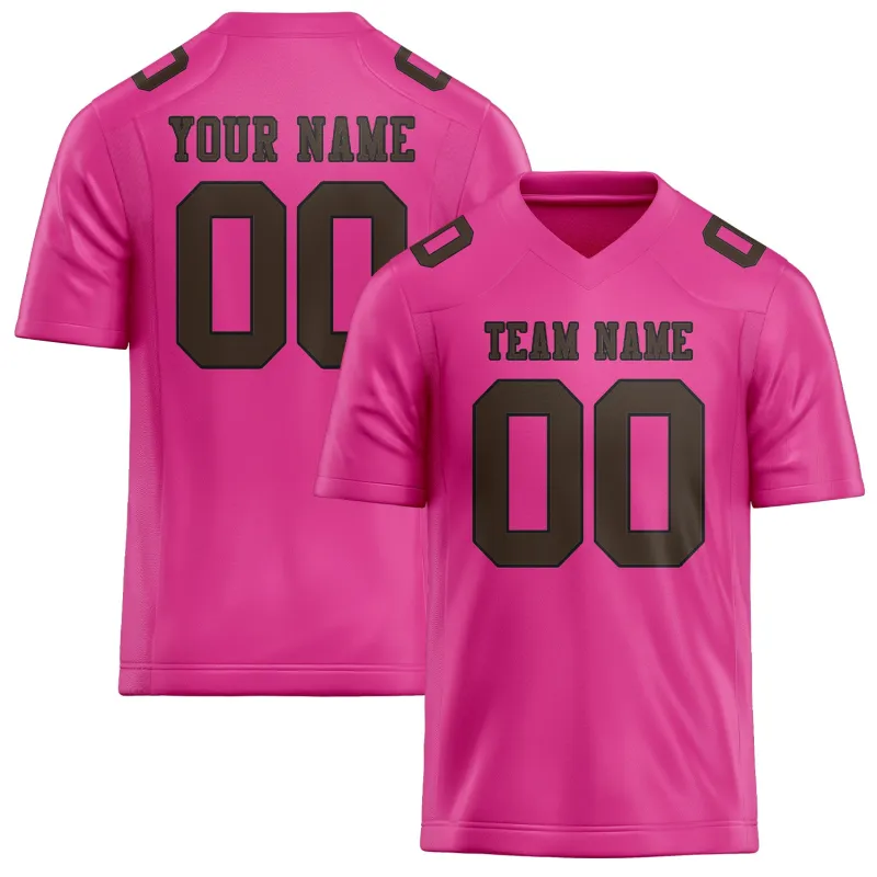 Custom Pink Brown Football Jersey made by Tailorly