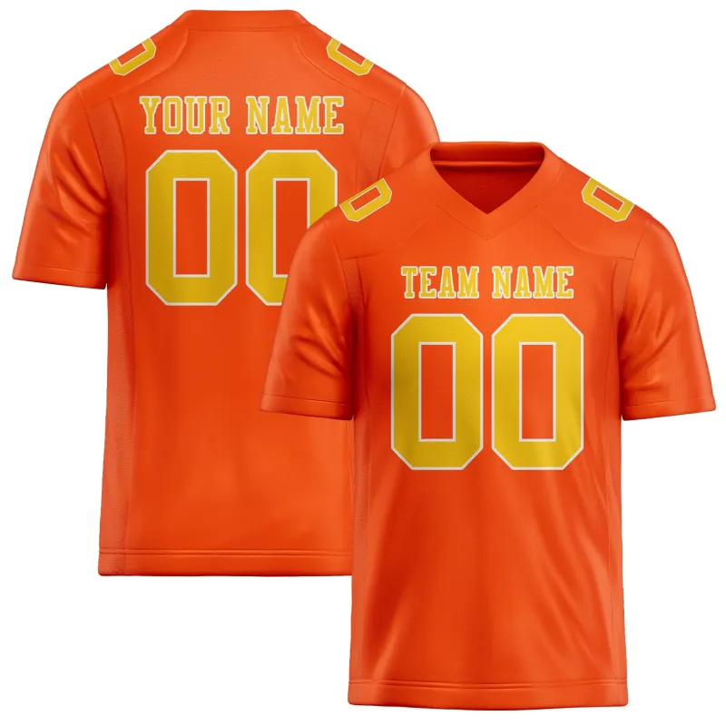 Custom Orange Red Gold Football Jersey made by Tailorly