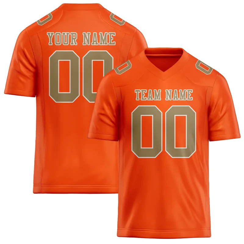 Custom Orange Red Light Khaki Football Jersey made by Tailorly