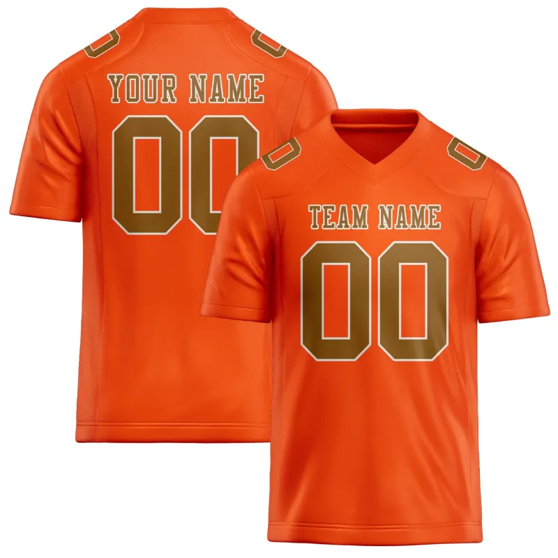 Custom Orange Red Khaki Football Jersey made by Tailorly