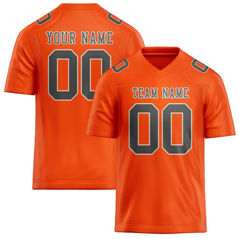 Custom Orange Red Dark Grey Football Jersey made by Tailorly