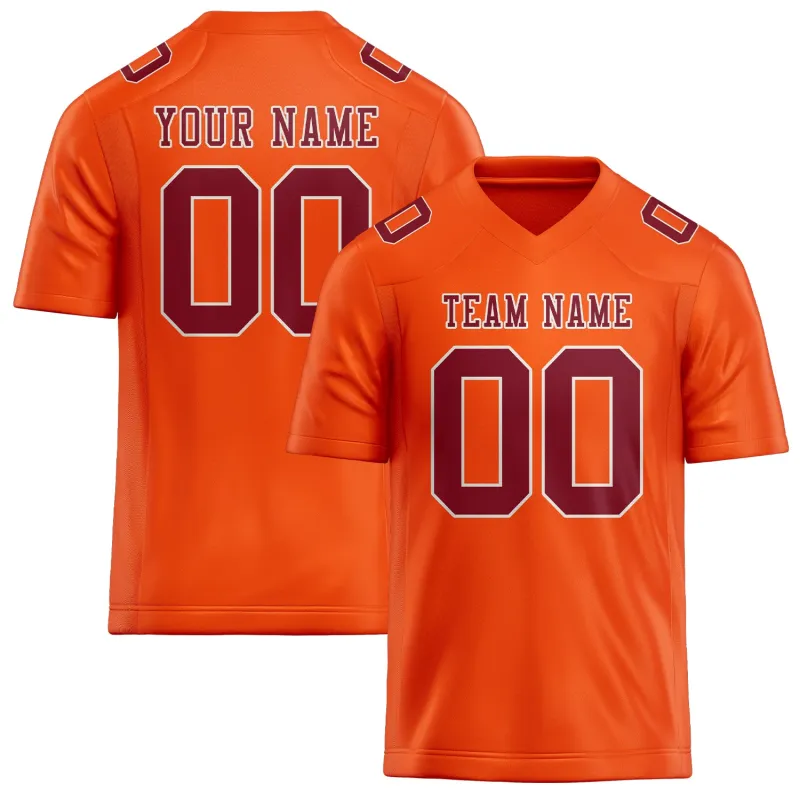Custom Orange Red Crimson Red Football Jersey made by Tailorly