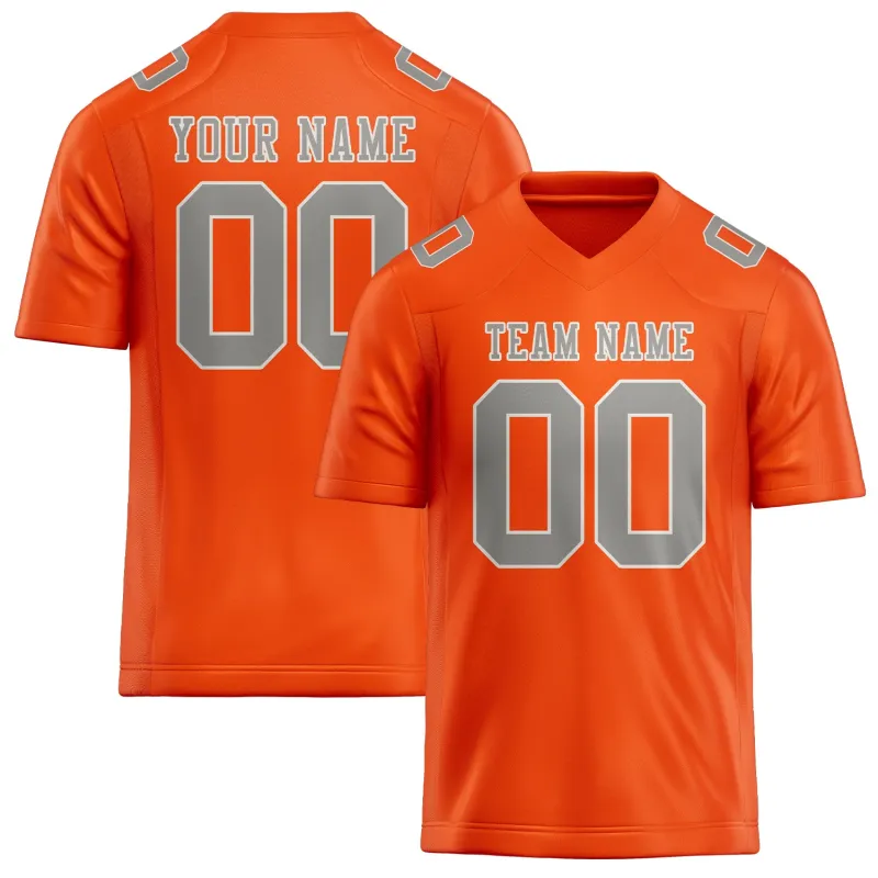 Custom Orange Red Gray Football Jersey made by Tailorly