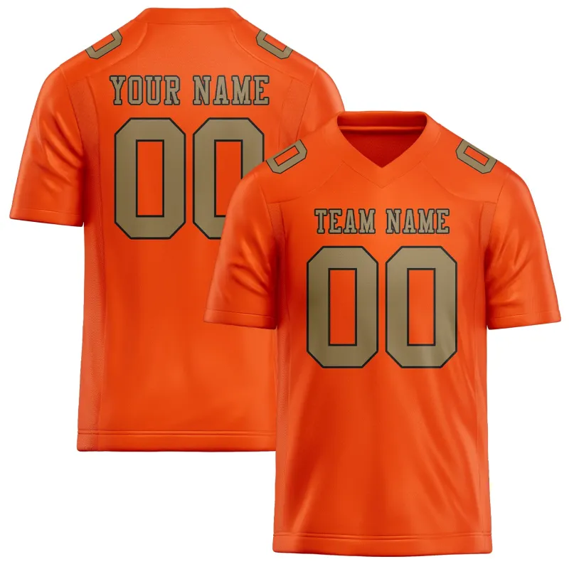 Custom Orange Red Light Khaki Football Jersey made by Tailorly