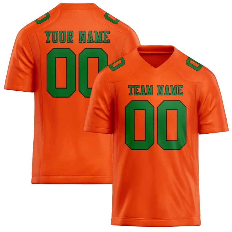 Custom Orange Red Emerald Green Football Jersey made by Tailorly
