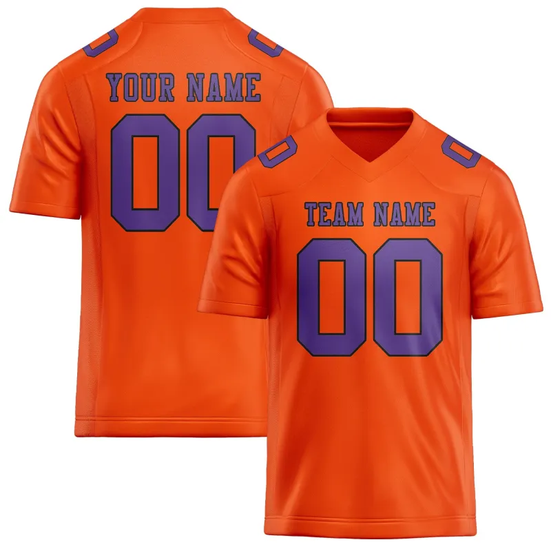 Custom Orange Red Light Purple Football Jersey made by Tailorly