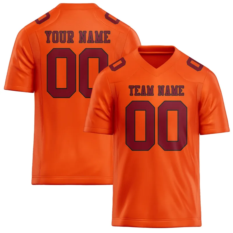 Custom Orange Red Crimson Red Football Jersey made by Tailorly