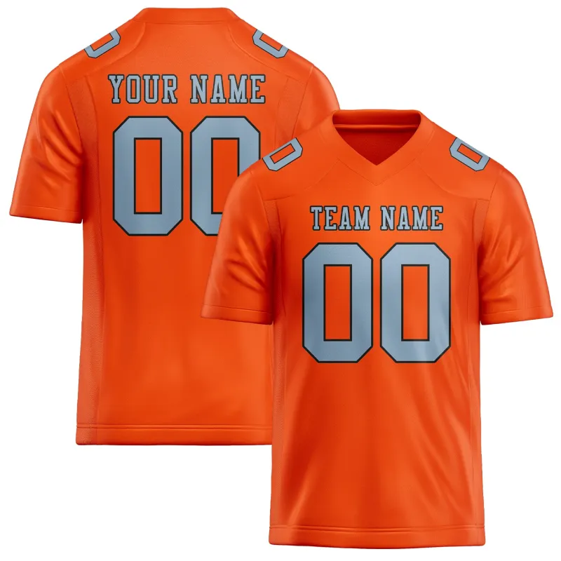 Custom Orange Red Light Blue Football Jersey made by Tailorly