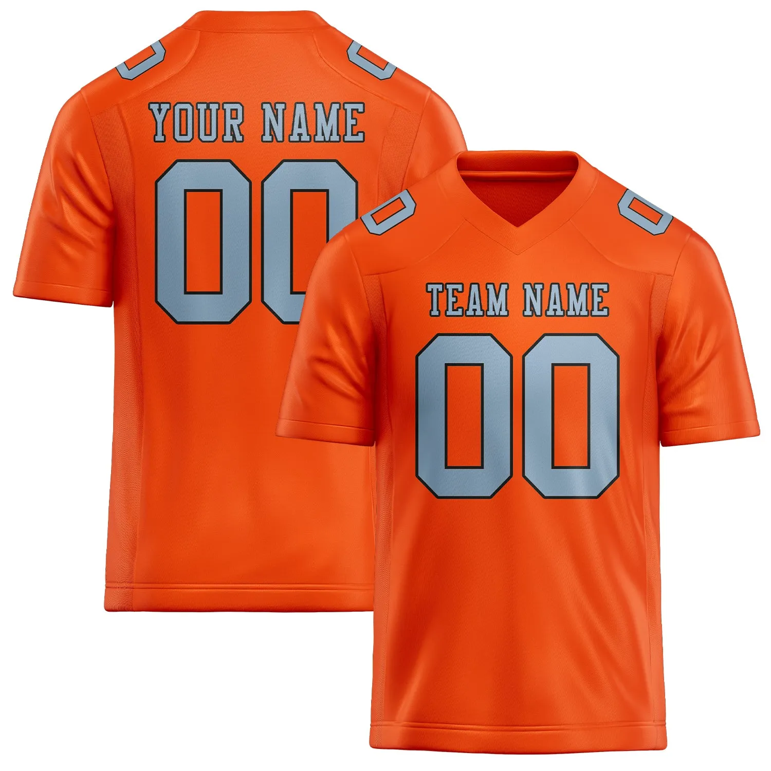 Custom Orange Red Light Blue Football Jersey sold by Tailorly