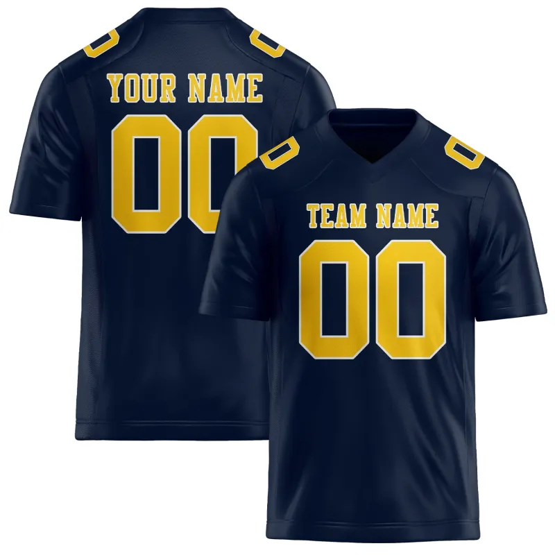 Custom Navy Gold Football Jersey made by Tailorly