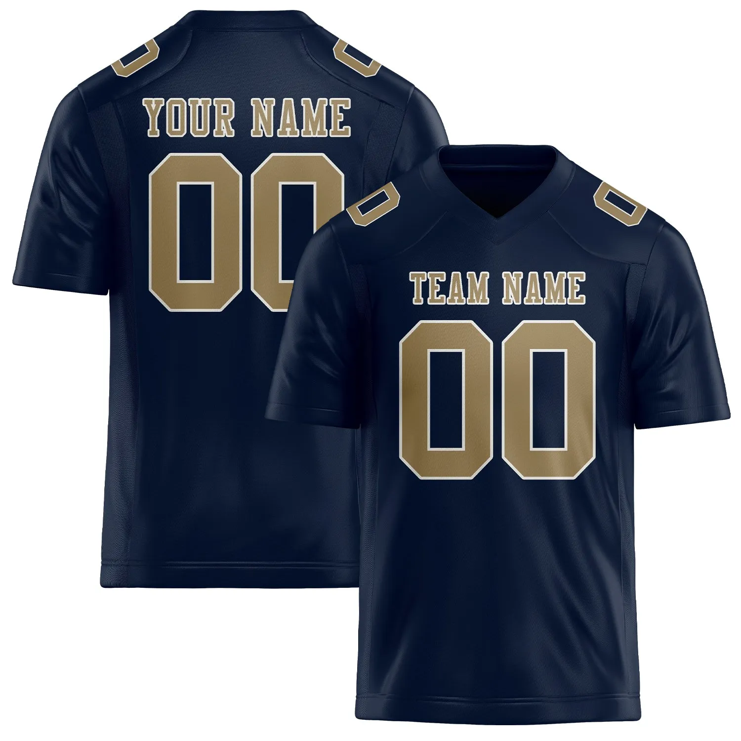 Custom Navy Light Khaki Football Jersey sold by Tailorly