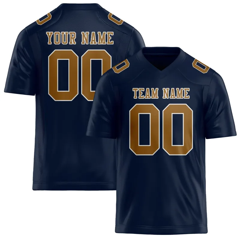 Custom Navy Khaki Football Jersey made by Tailorly