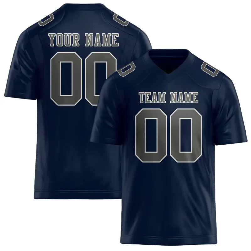 Custom Navy Dark Grey Football Jersey made by Tailorly