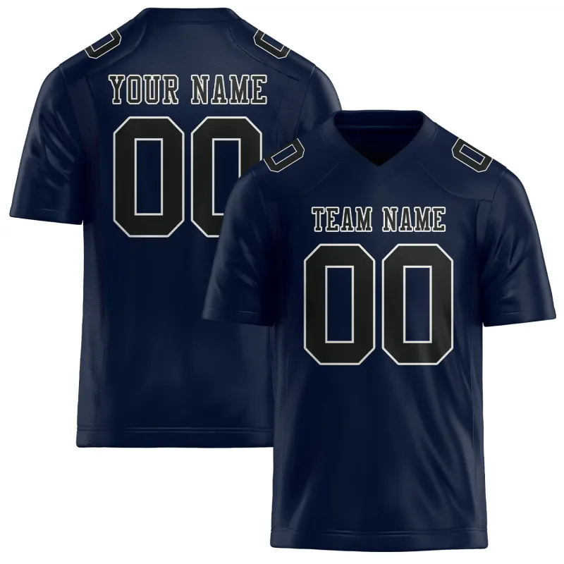 Custom Navy Black Football Jersey made by Tailorly