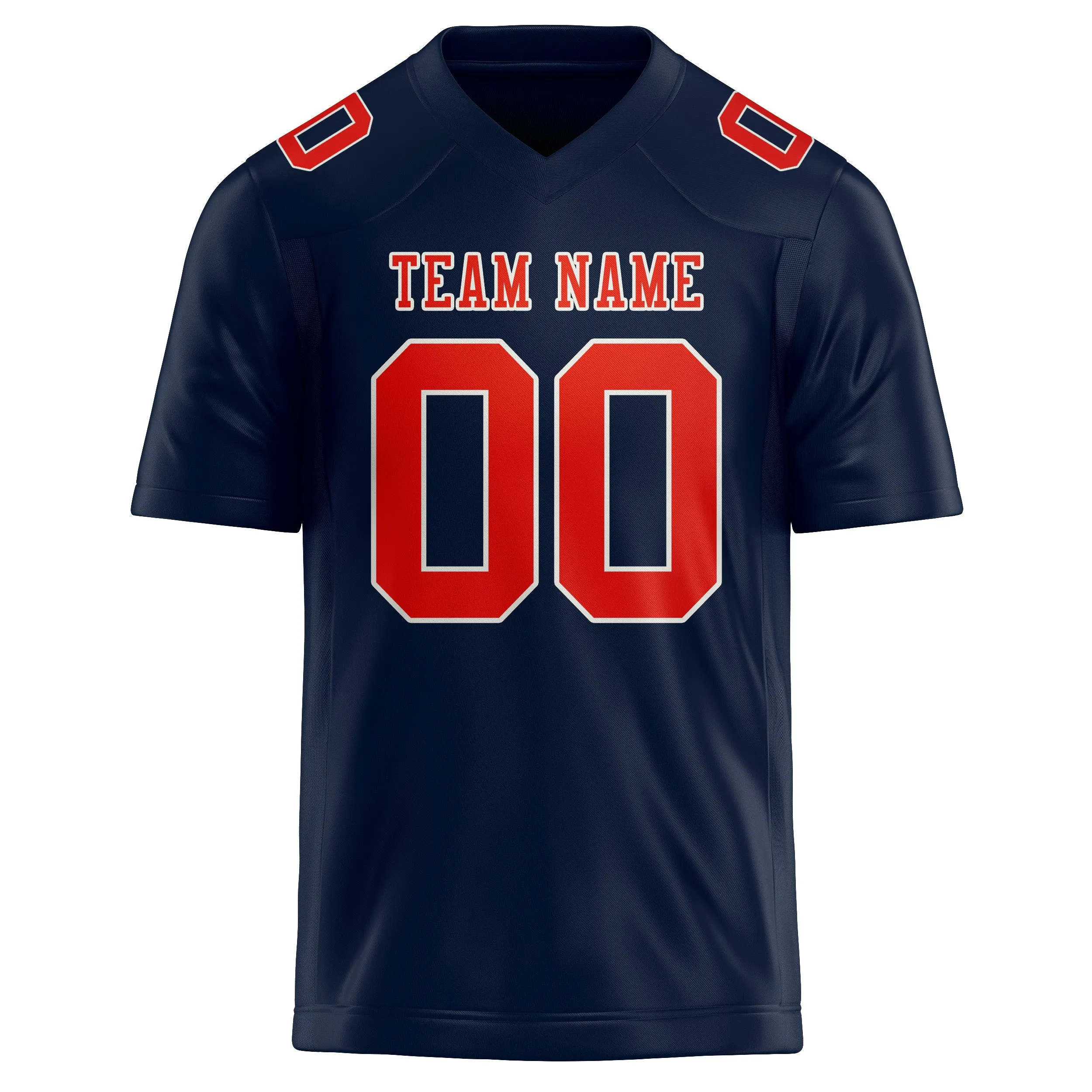 Custom Navy Orange Red Football Jersey sold by Tailorly product image thumbnail 2