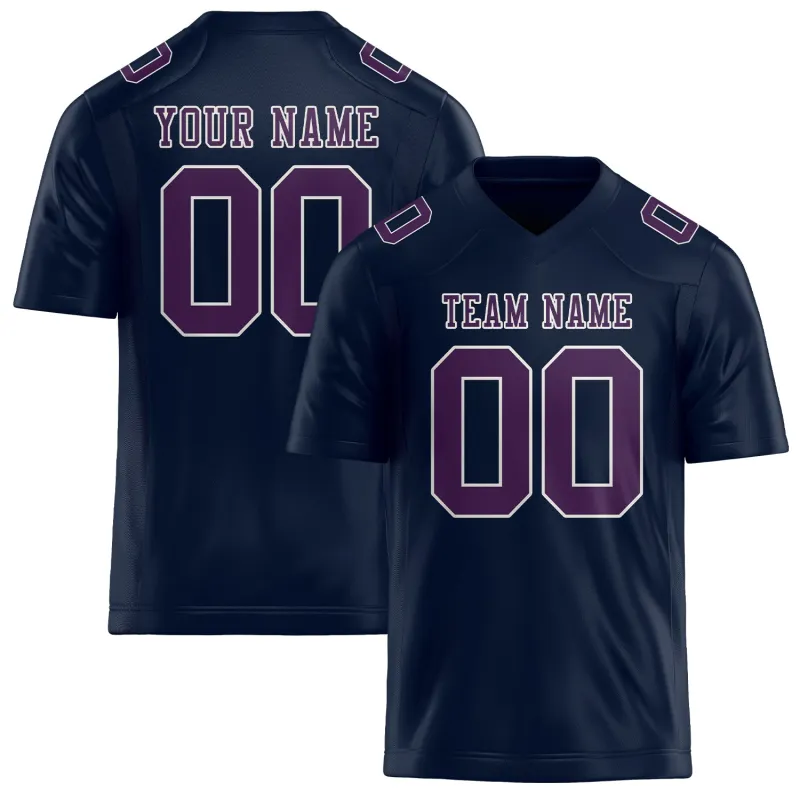 Custom Navy Purple Football Jersey made by Tailorly