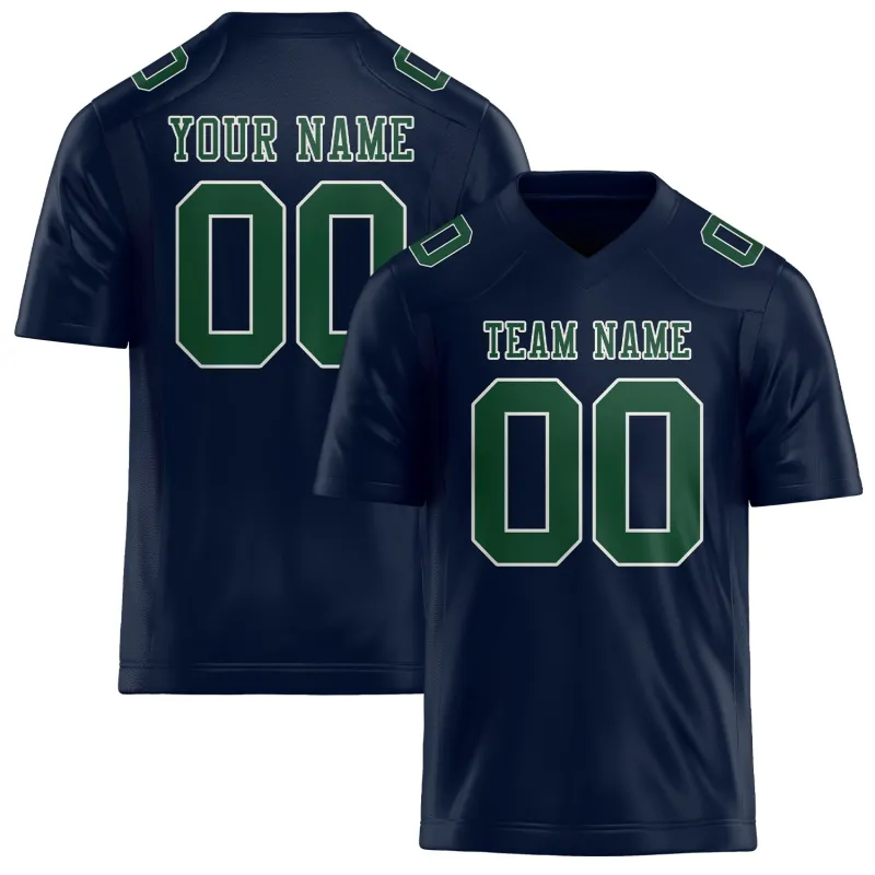 Custom Navy Green Football Jersey made by Tailorly