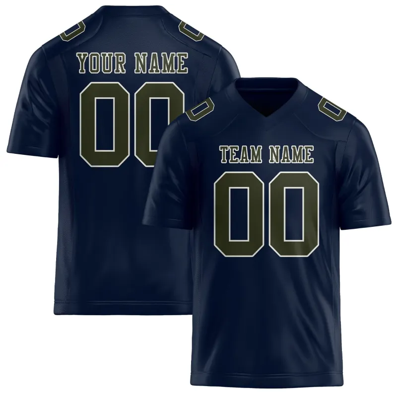 Custom Navy Olive Football Jersey made by Tailorly