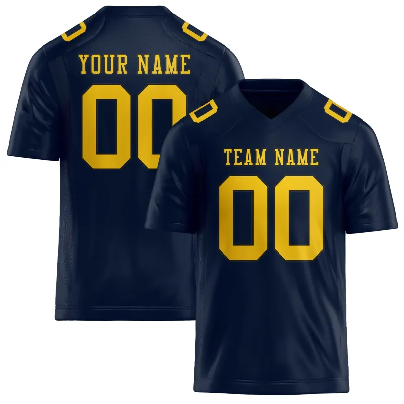 Custom Navy Gold Football Jersey made by Tailorly