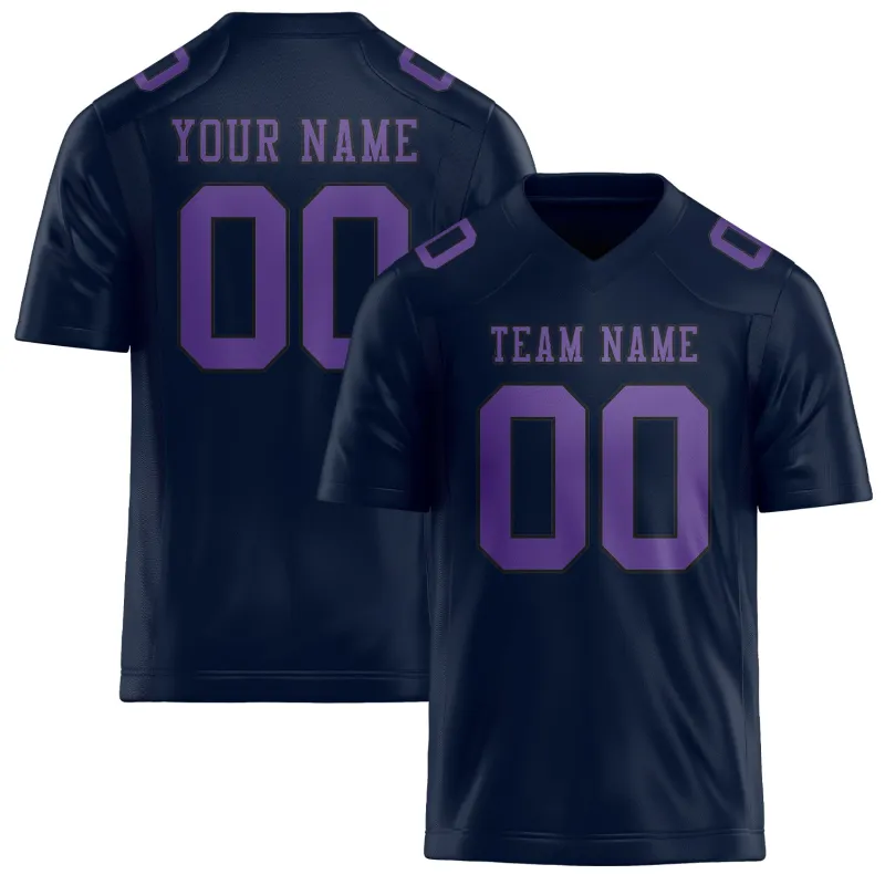 Custom Navy Light Purple Football Jersey made by Tailorly