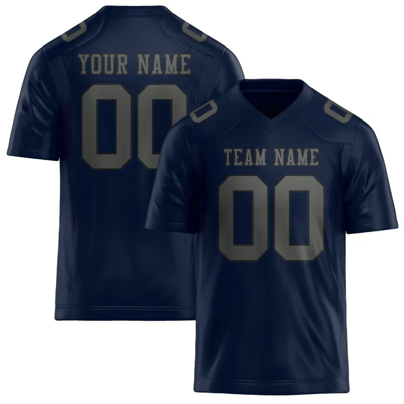 Custom Navy Dark Grey Football Jersey made by Tailorly
