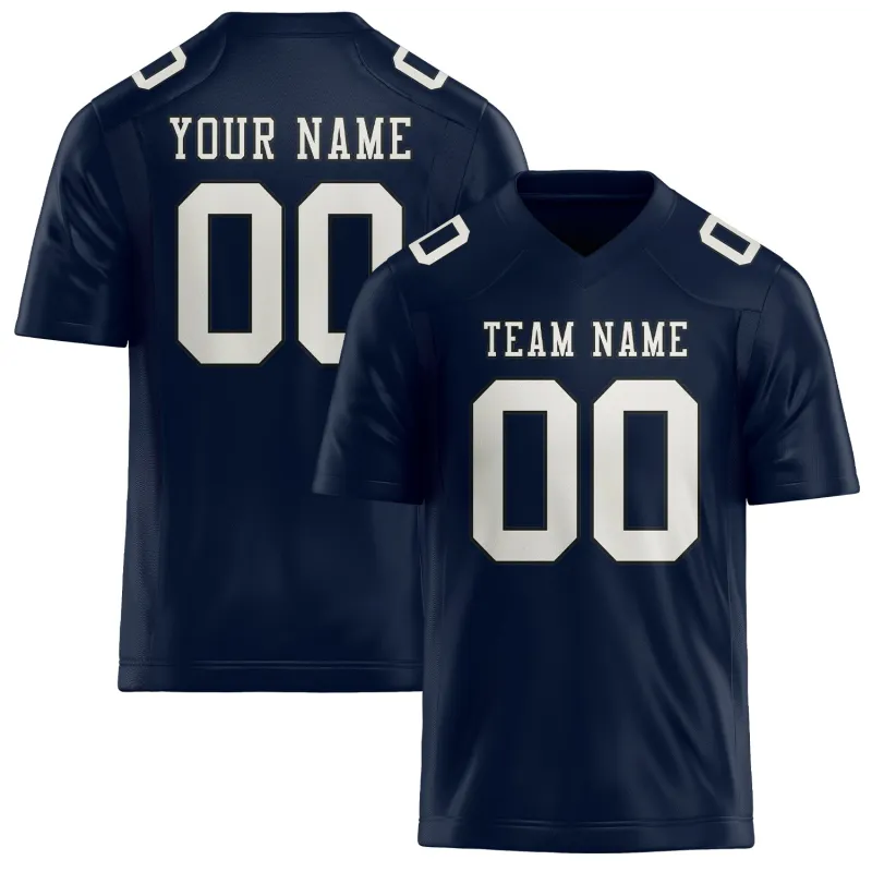 Custom Navy White Football Jersey made by Tailorly