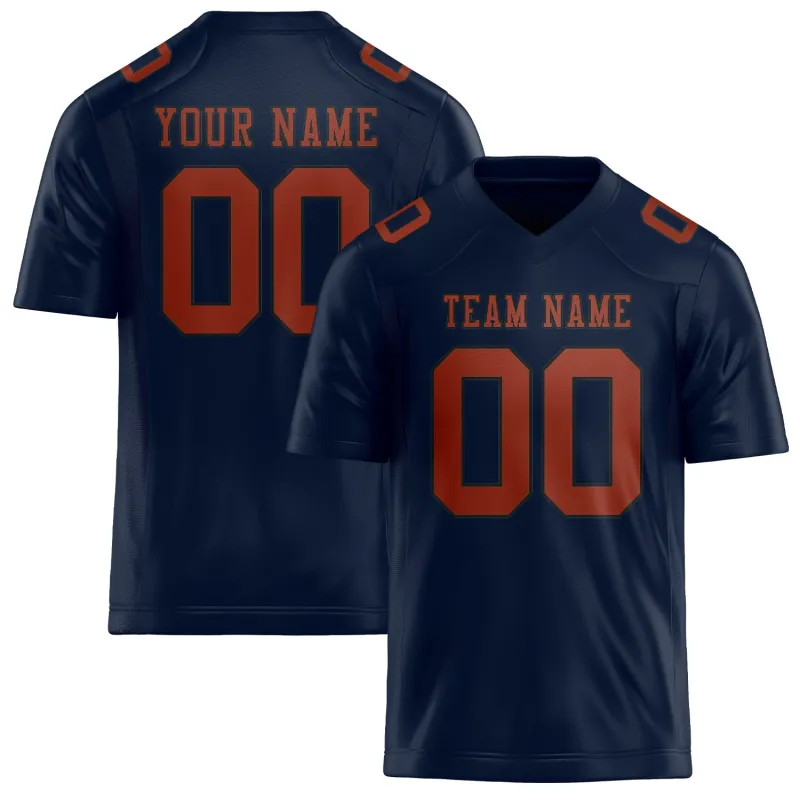 Custom Navy Coral Red Football Jersey made by Tailorly
