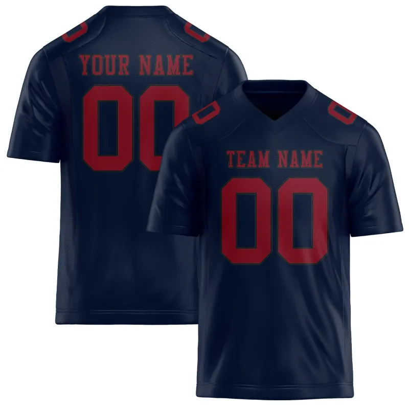 Custom Navy Crimson Red Football Jersey made by Tailorly