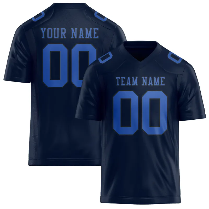 Custom Navy Sky Blue Football Jersey made by Tailorly