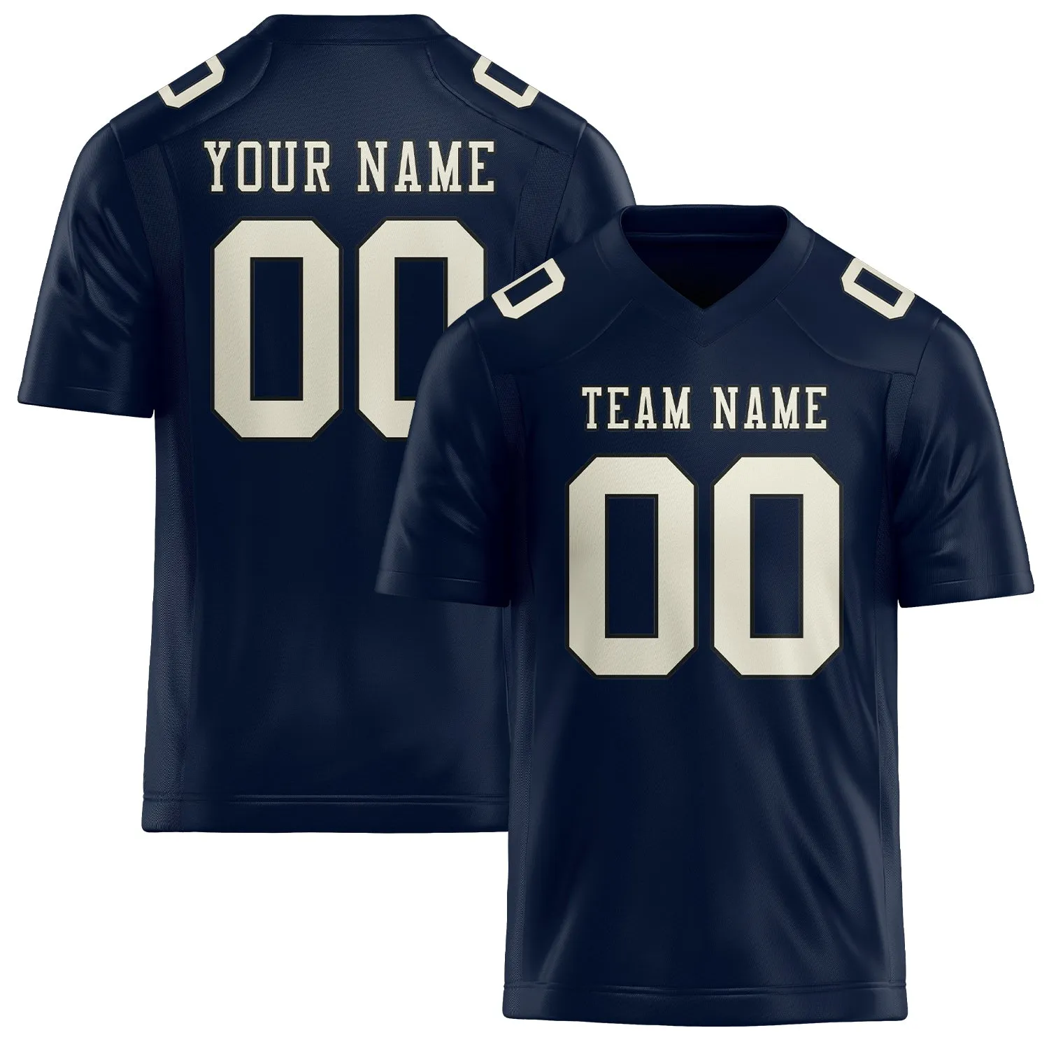 Custom Navy Cream Football Jersey sold by Tailorly