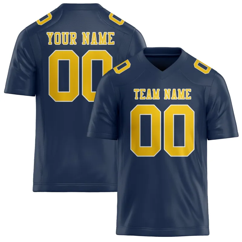 Custom Blue Gold Football Jersey made by Tailorly