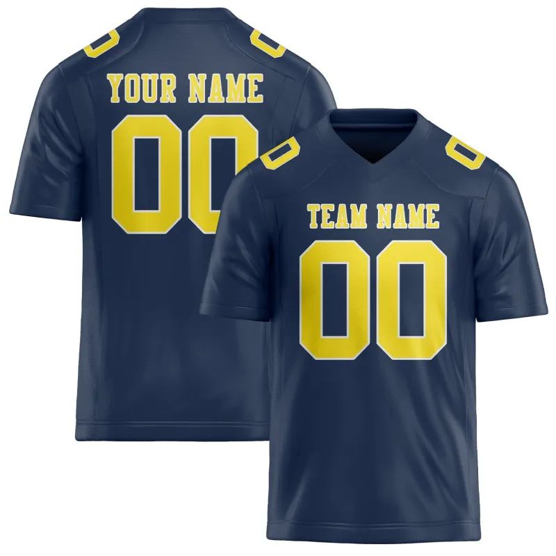 Custom Blue Light Yellow Football Jersey made by Tailorly