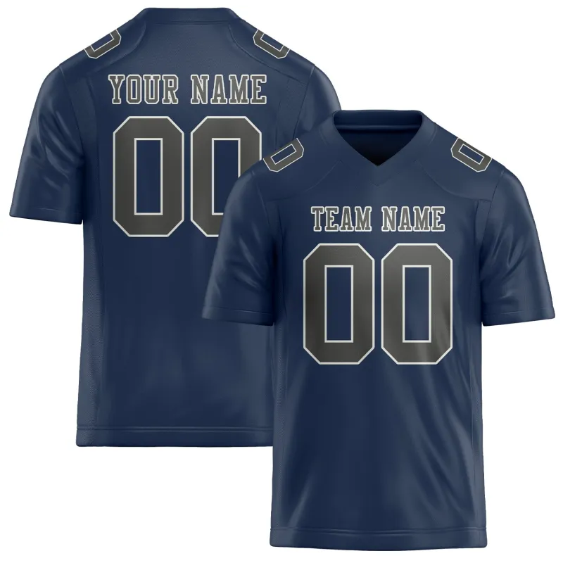 Custom Blue Dark Grey Football Jersey made by Tailorly