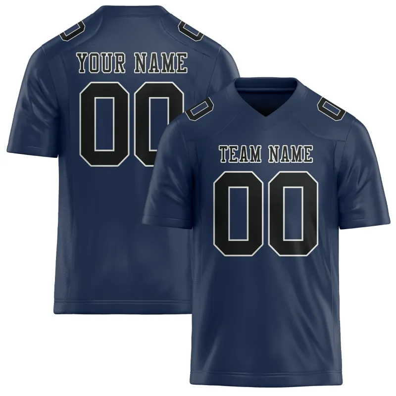 Custom Blue Black Football Jersey made by Tailorly