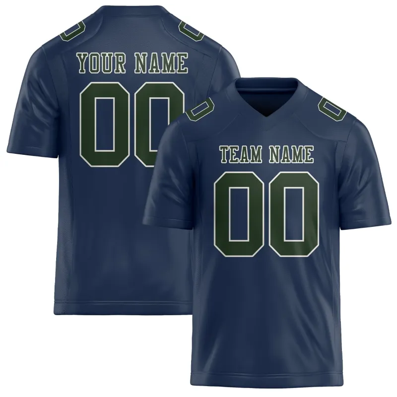 Custom Blue Dark Green Football Jersey made by Tailorly