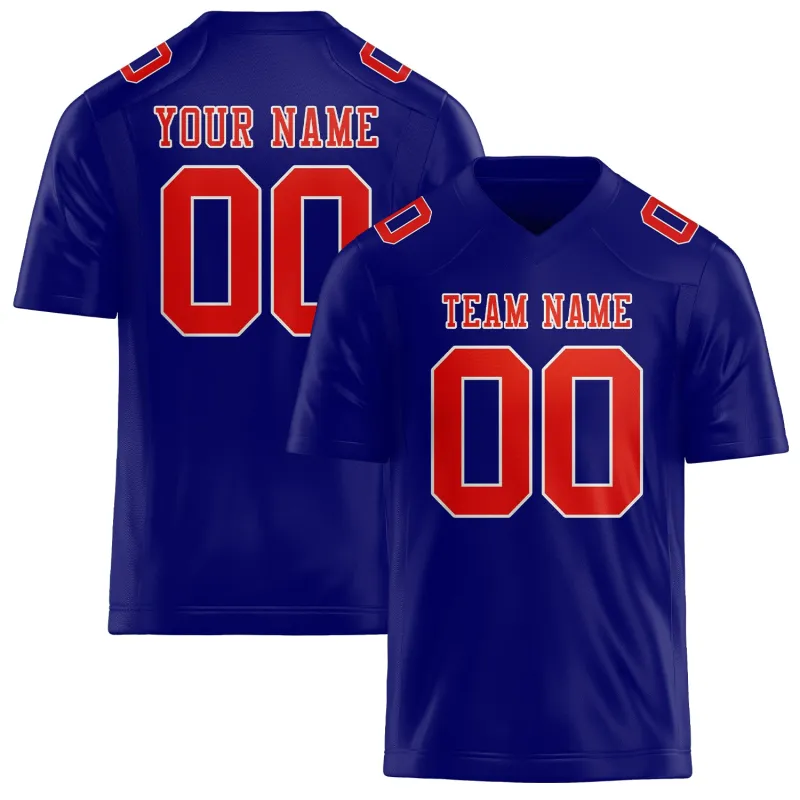 Custom Sky Blue Orange Red Football Jersey made by Tailorly