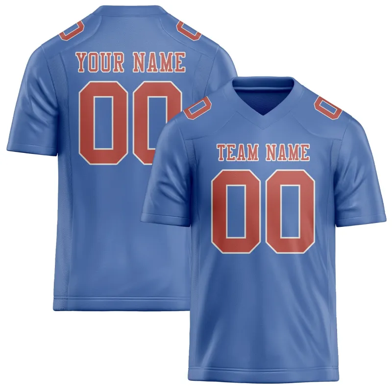 Custom Light Blue Copper Rose Football Jersey made by Tailorly