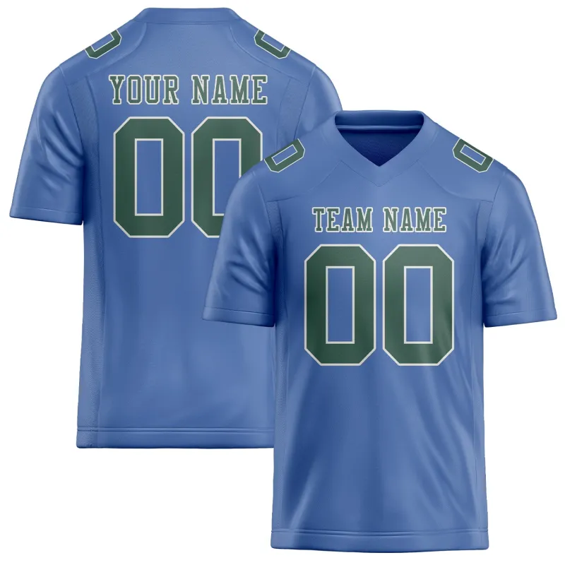 Custom Light Blue Blue Green Football Jersey made by Tailorly