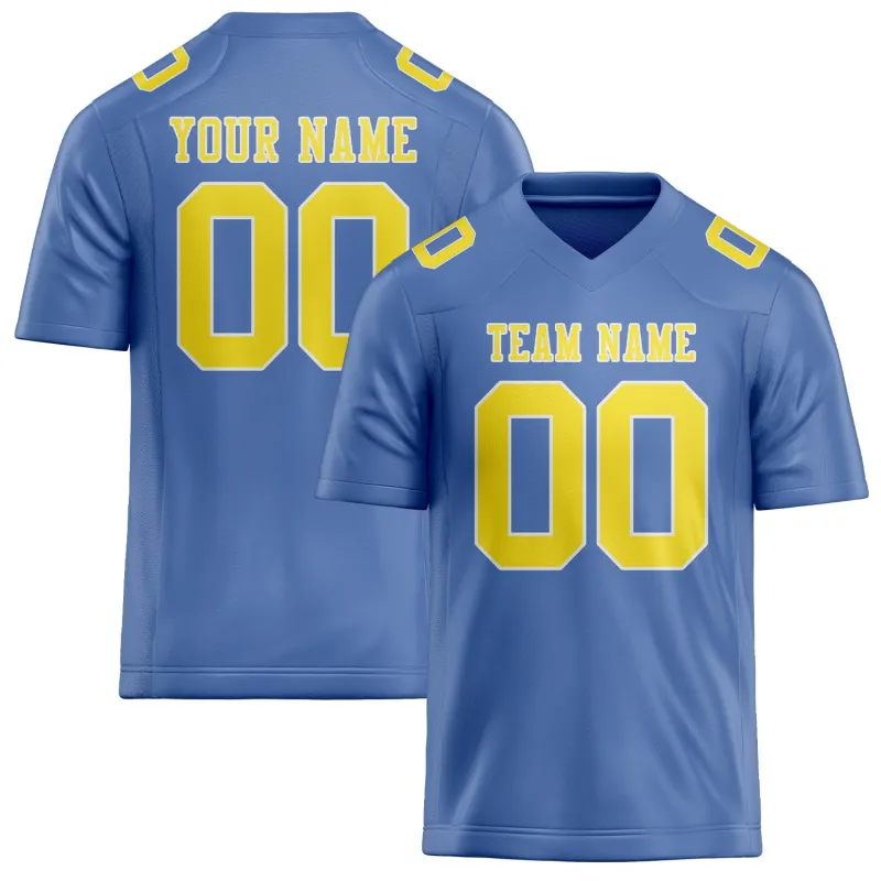 Custom Light Blue Light Yellow Football Jersey made by Tailorly