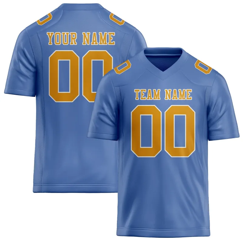 Custom Light Blue Yellow Football Jersey made by Tailorly