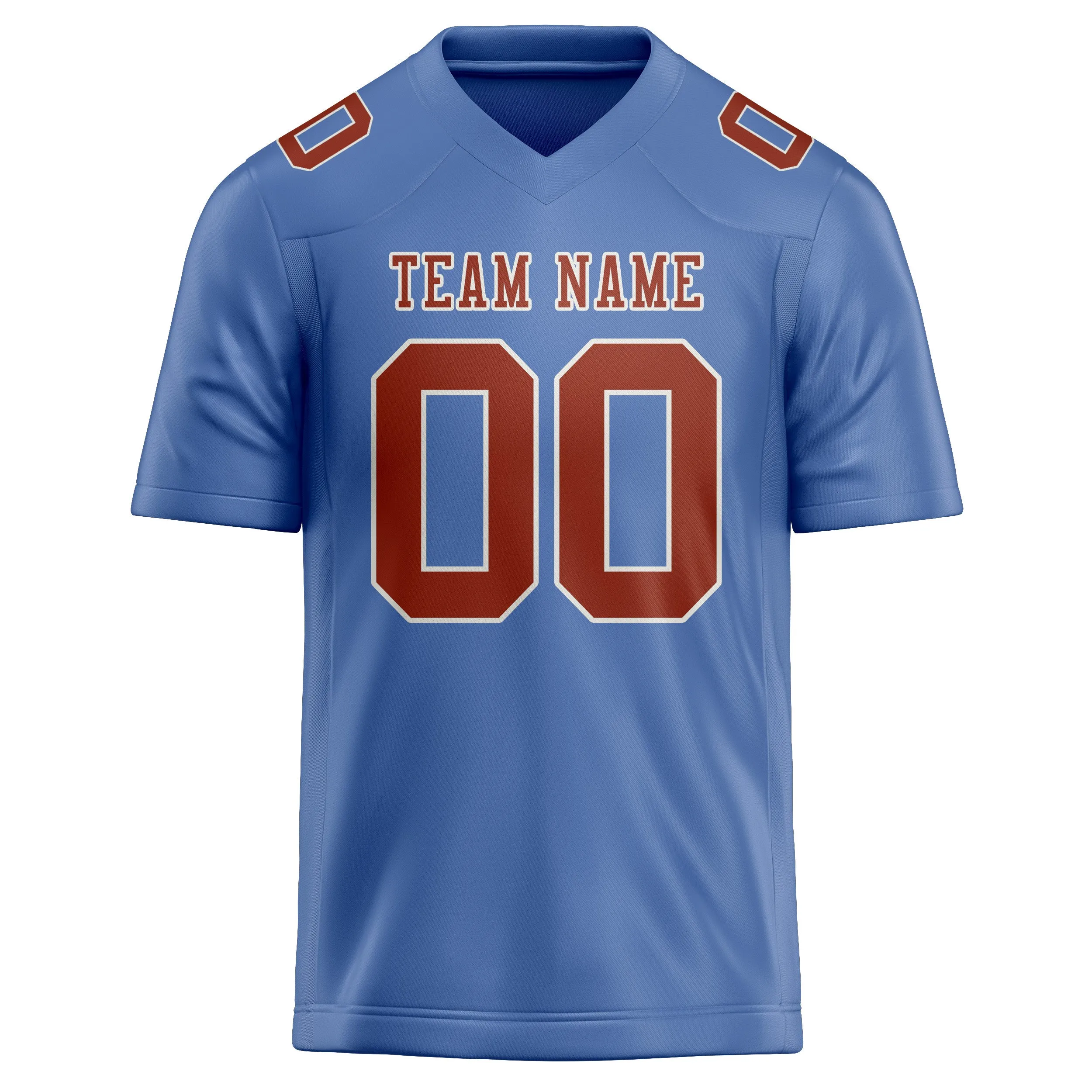 Custom Light Blue Coral Red Football Jersey sold by Tailorly product image thumbnail 2
