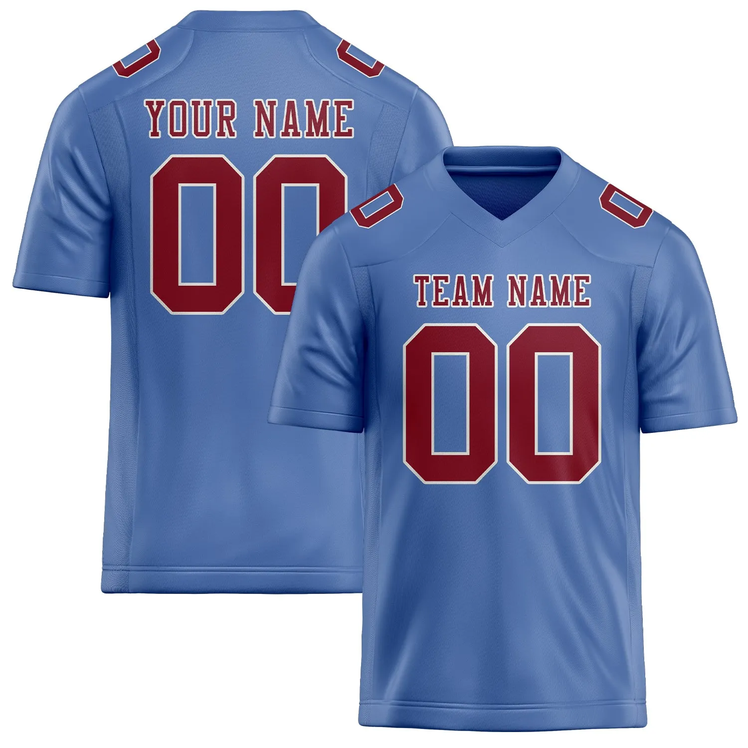 Custom Light Blue Crimson Red Football Jersey sold by Tailorly