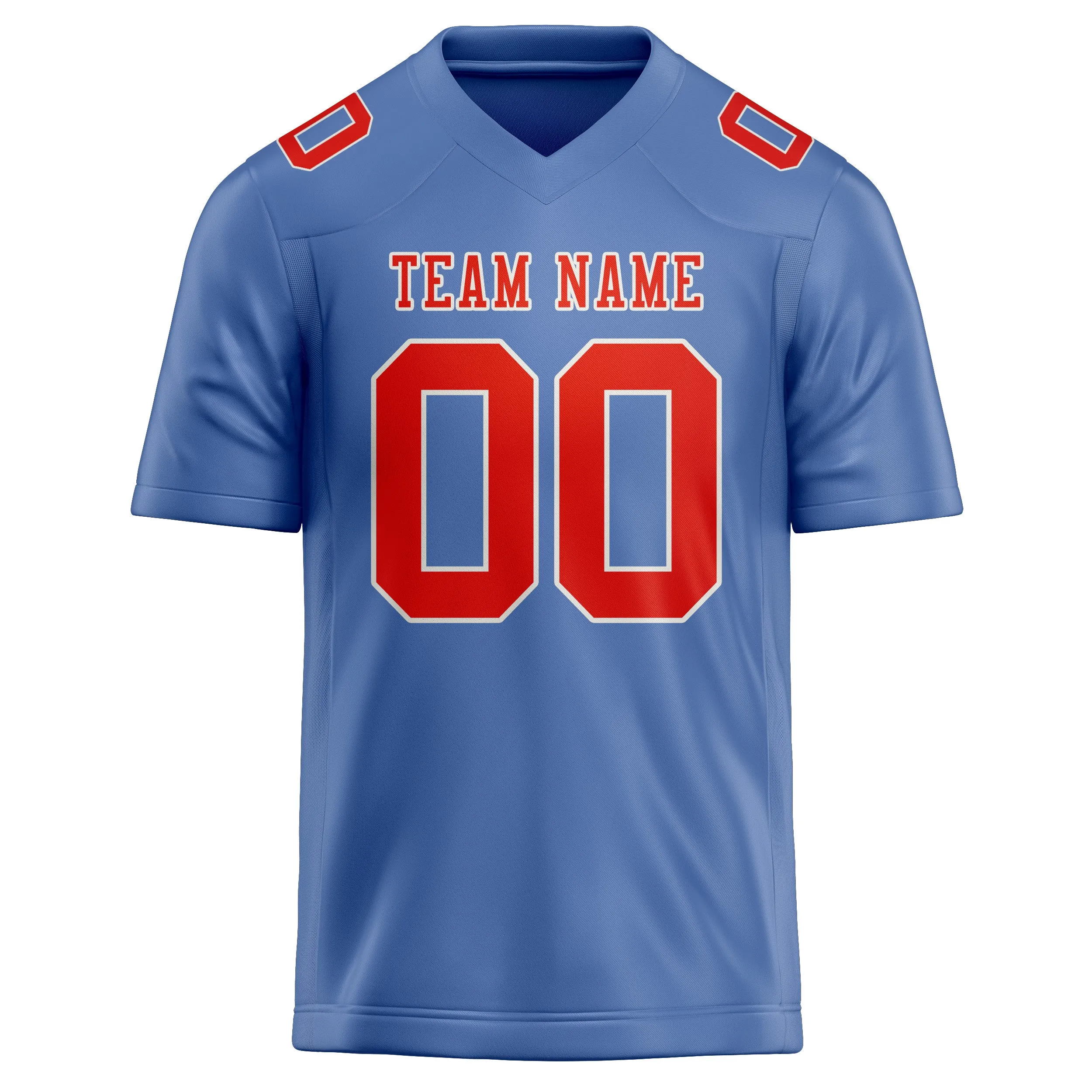 Custom Light Blue Orange Red Football Jersey sold by Tailorly product image thumbnail 2
