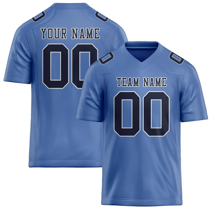 Custom Light Blue Navy Football Jersey made by Tailorly