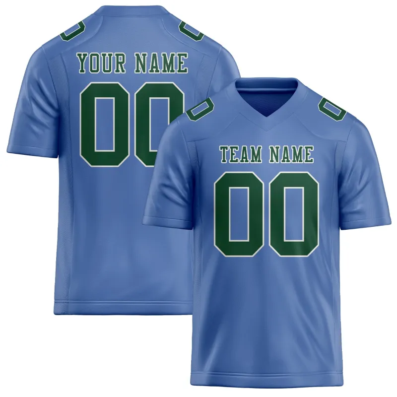 Custom Light Blue Green Football Jersey made by Tailorly