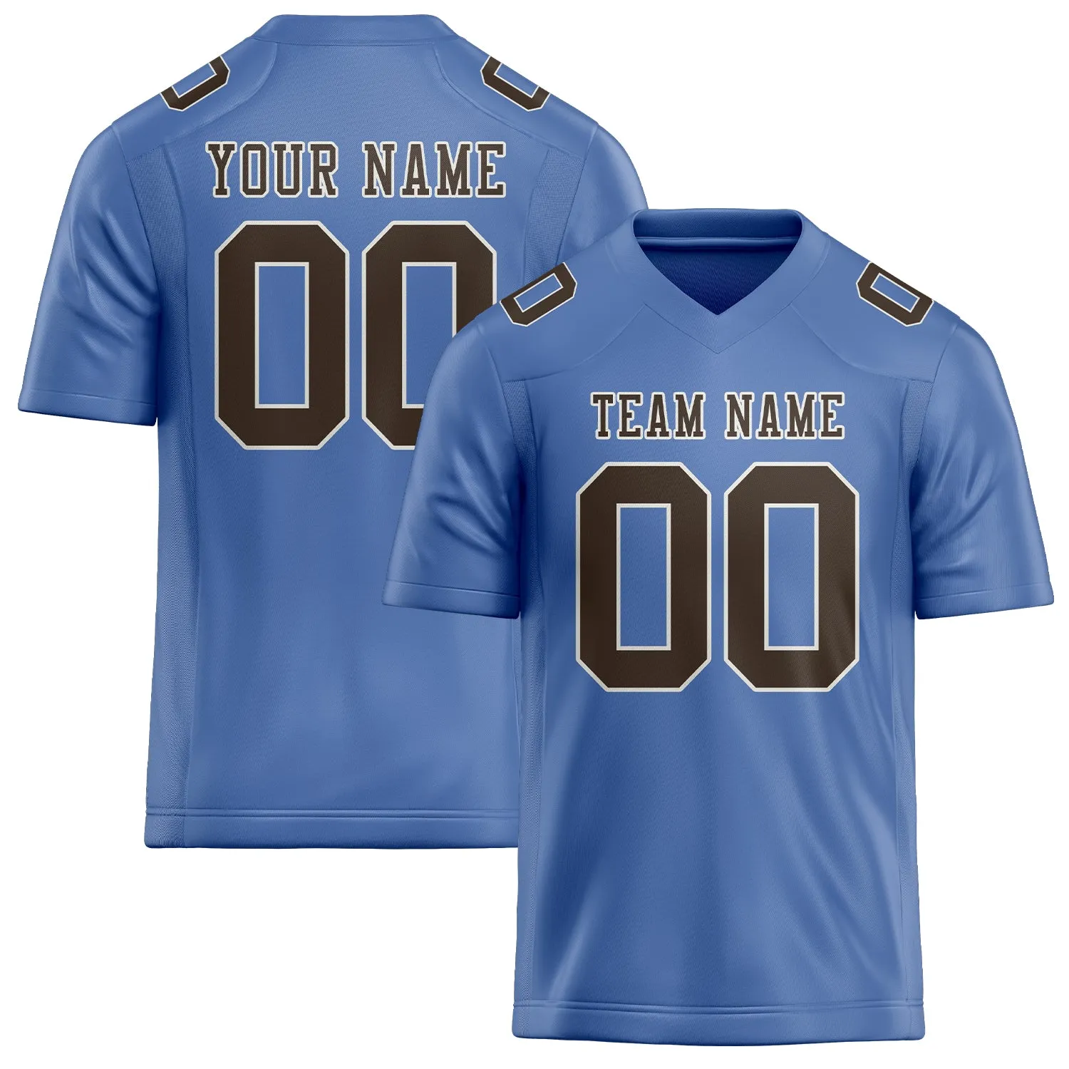Custom Light Blue Brown Football Jersey sold by Tailorly